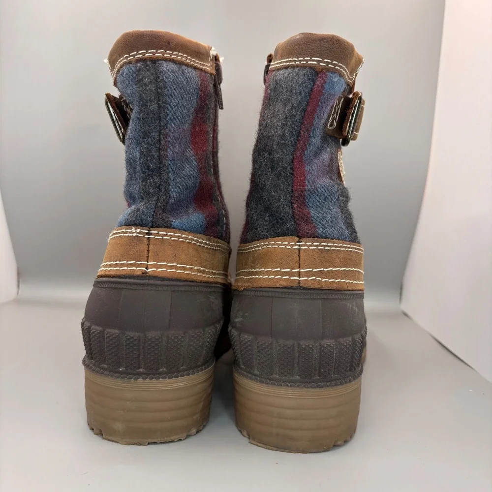 Kamik Womens Plaid Duck Boots Brown Blue Red Waterproof Winter Rain Boots Size 8